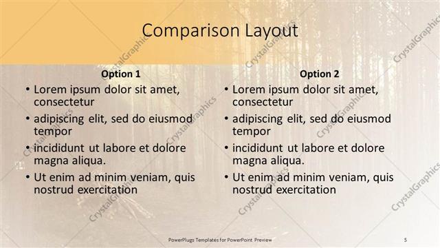 Comparison presentation slide layout