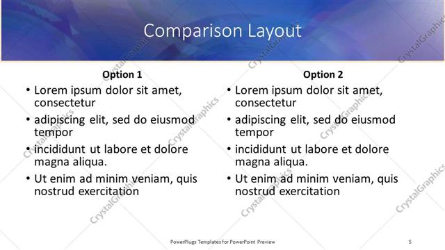 Comparison presentation slide layout