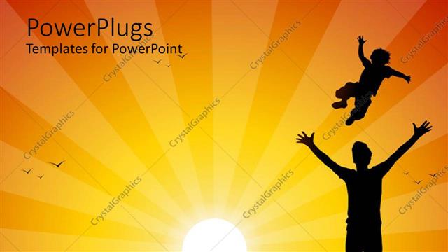  Presentation with sun - Sun set view on a man playing with his child