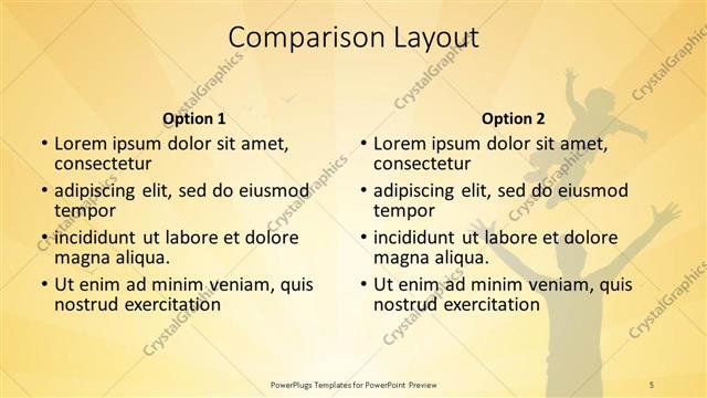 Comparison presentation slide layout