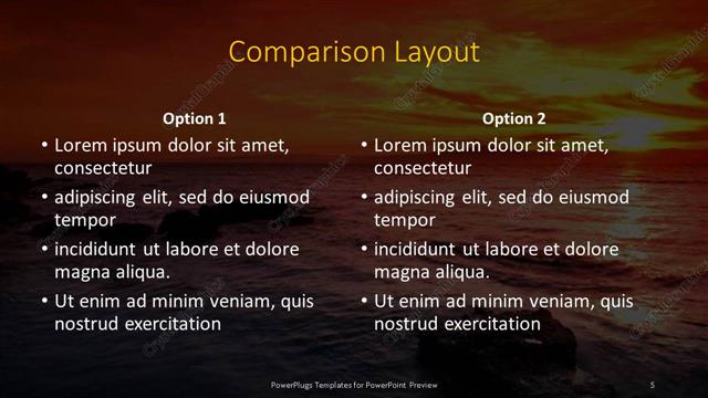 Comparison presentation slide layout