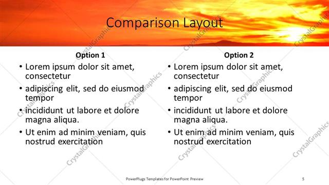 Comparison presentation slide layout