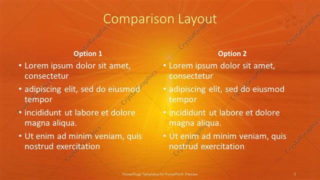 Comparison presentation slide layout