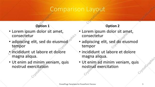 Comparison presentation slide layout