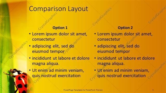 Comparison presentation slide layout