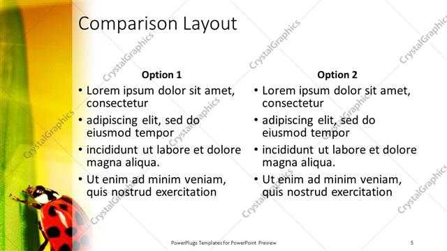 Comparison presentation slide layout