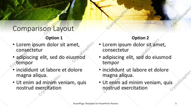 Comparison presentation slide layout