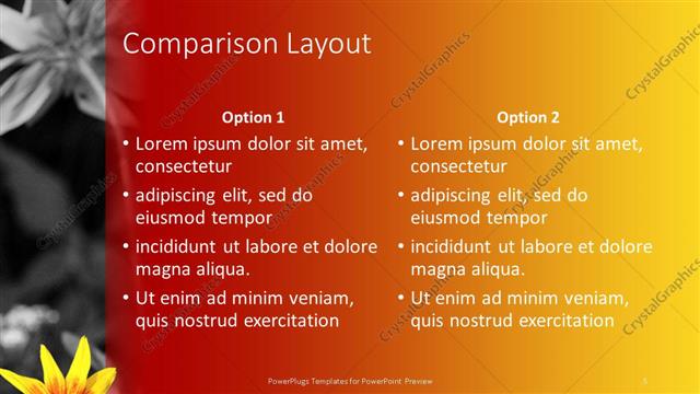 Comparison presentation slide layout