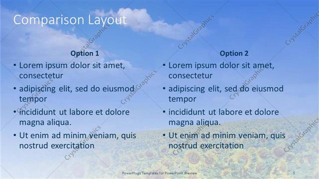 Comparison presentation slide layout