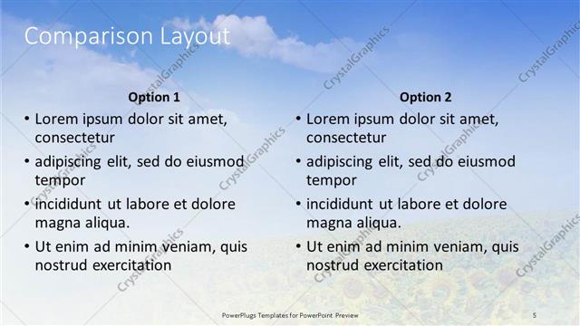 Comparison presentation slide layout