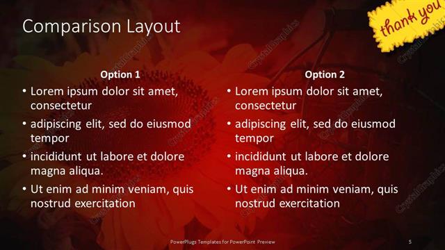 Comparison presentation slide layout