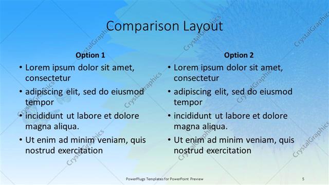 Comparison presentation slide layout
