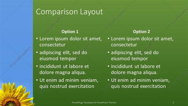 Comparison presentation slide layout