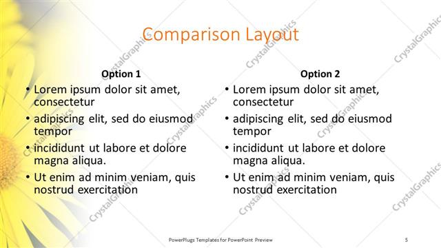 Comparison presentation slide layout
