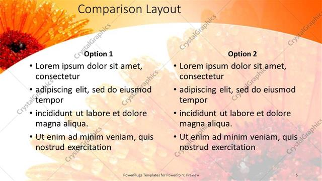 Comparison presentation slide layout