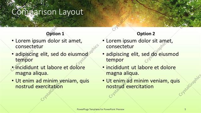 Comparison presentation slide layout