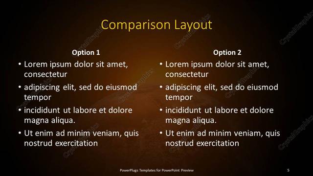 Comparison presentation slide layout