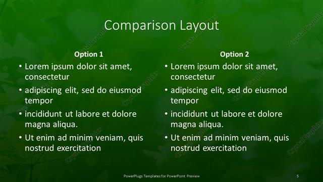 Comparison presentation slide layout