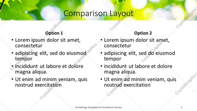 Comparison presentation slide layout