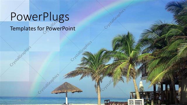  Presentation with palm beach - Sunny view of a beach with tents and palm trees