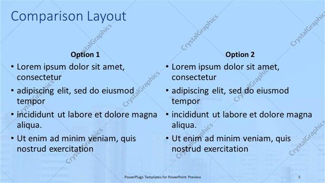Comparison presentation slide layout