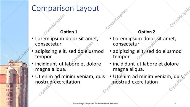 Comparison presentation slide layout