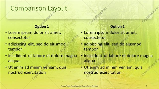 Comparison presentation slide layout