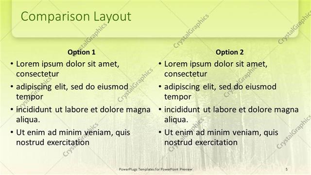 Comparison presentation slide layout