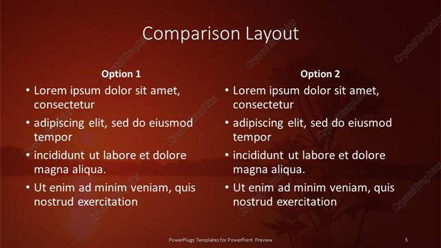 Comparison presentation slide layout