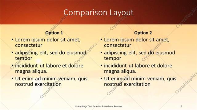Comparison presentation slide layout