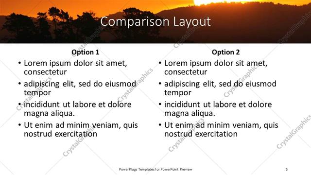 Comparison presentation slide layout