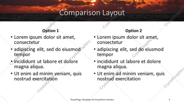 Comparison presentation slide layout