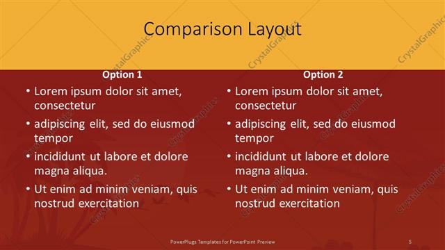 Comparison presentation slide layout