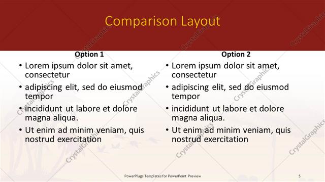 Comparison presentation slide layout