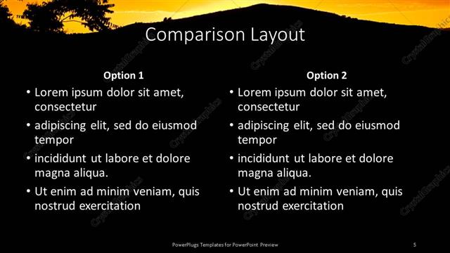 Comparison presentation slide layout