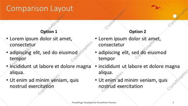 Comparison presentation slide layout