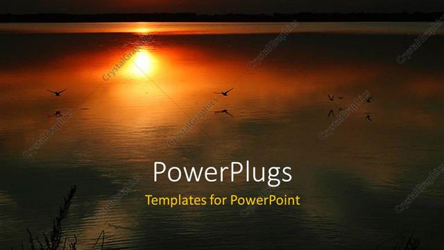  Presentation with sea - A sunset in the background with a sea in front