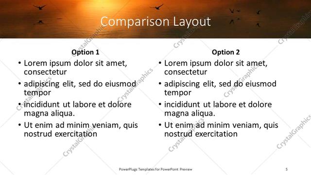 Comparison presentation slide layout