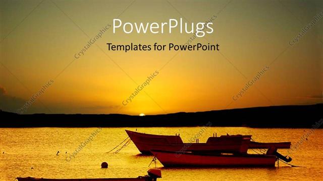  Presentation with sea - A sunset on a beach with boats in the sea