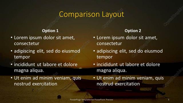 Comparison presentation slide layout