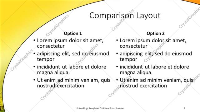 Comparison presentation slide layout
