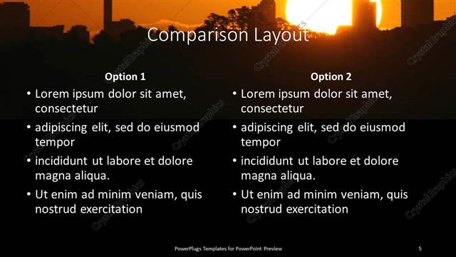 Comparison presentation slide layout