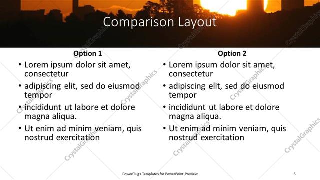 Comparison presentation slide layout