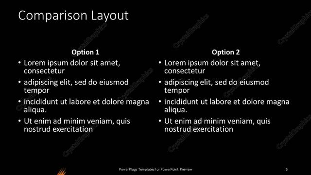 Comparison presentation slide layout
