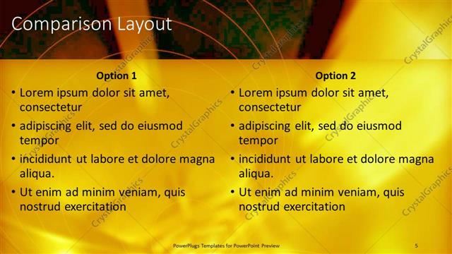 Comparison presentation slide layout