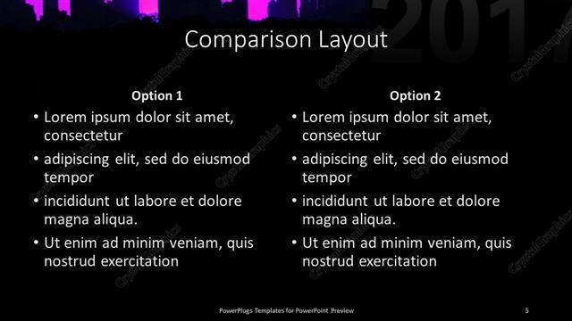 Comparison presentation slide layout
