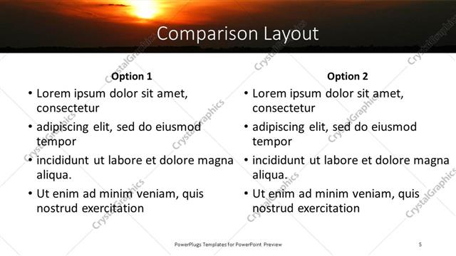 Comparison presentation slide layout