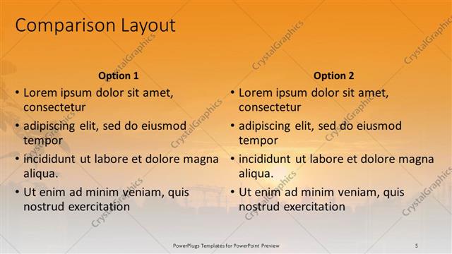 Comparison presentation slide layout