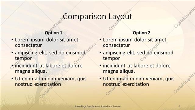 Comparison presentation slide layout
