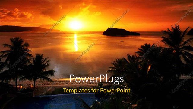  Presentation with beach - Sunset view of a beach with many trees?